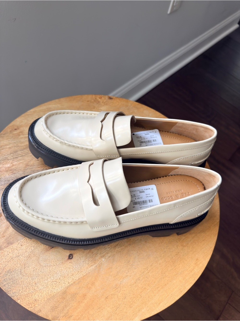 Women’s Rag & Bone Cream Penny Loafers with Black Sole